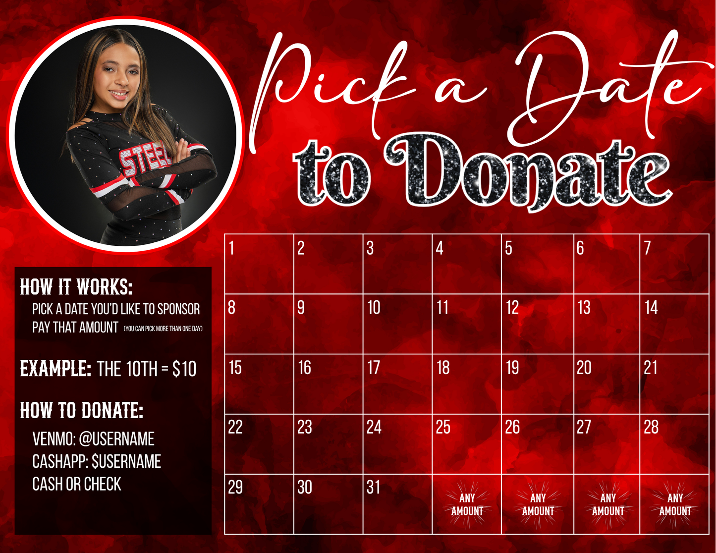 Editable Pick A Date Fundraiser