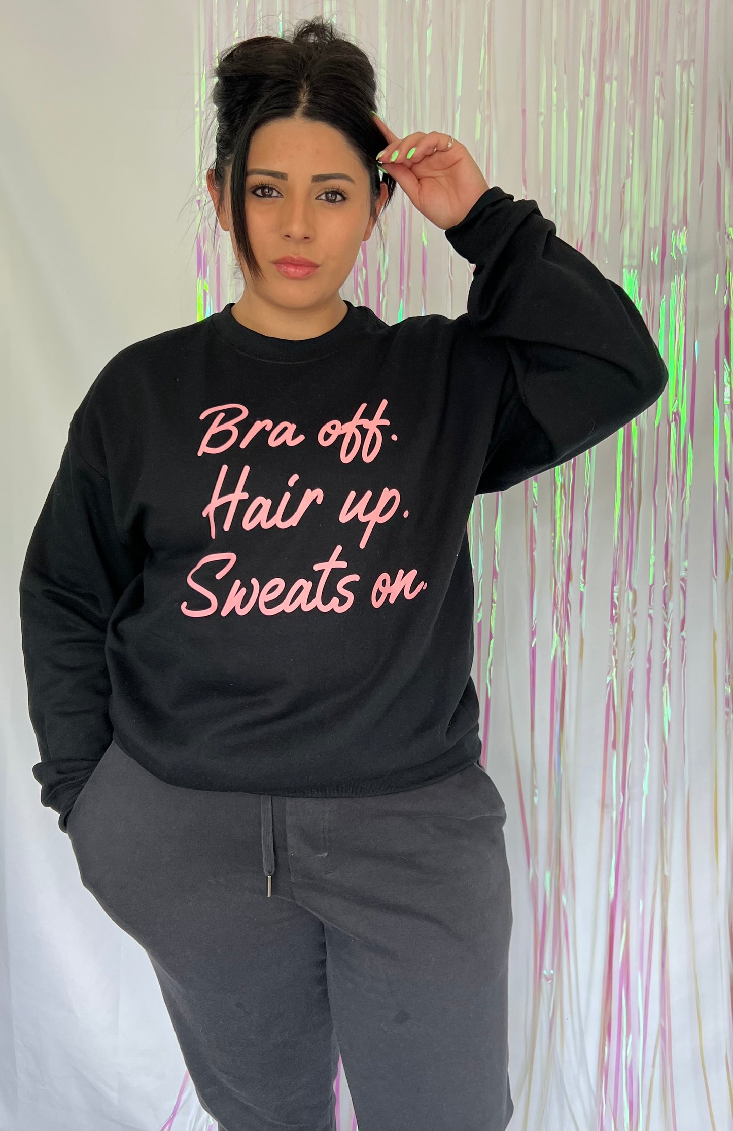 Cozy Comfort Pullover: Bra-Free and Hair-Ready