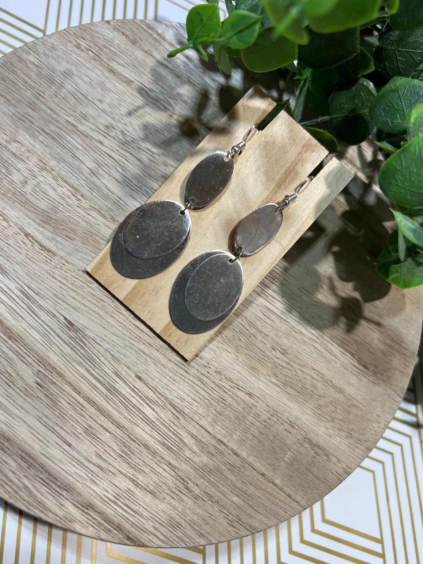 Oval Geometric Dangle Earrings