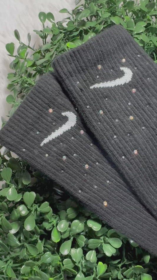 ✨ Custom Bedazzled Nike Crew Socks – One-of-a-Kind Sparkle ✨